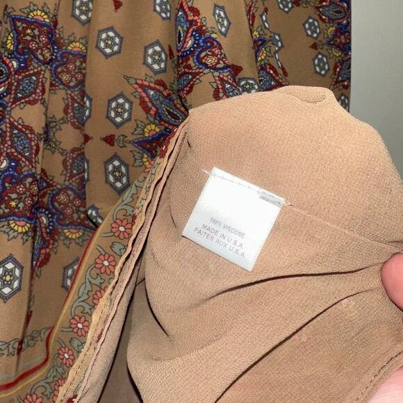 MISA Los Angeles Francesca Off Shoulder Boho Top Small Tumeric Brown Blue Red - Picture 5 of 6